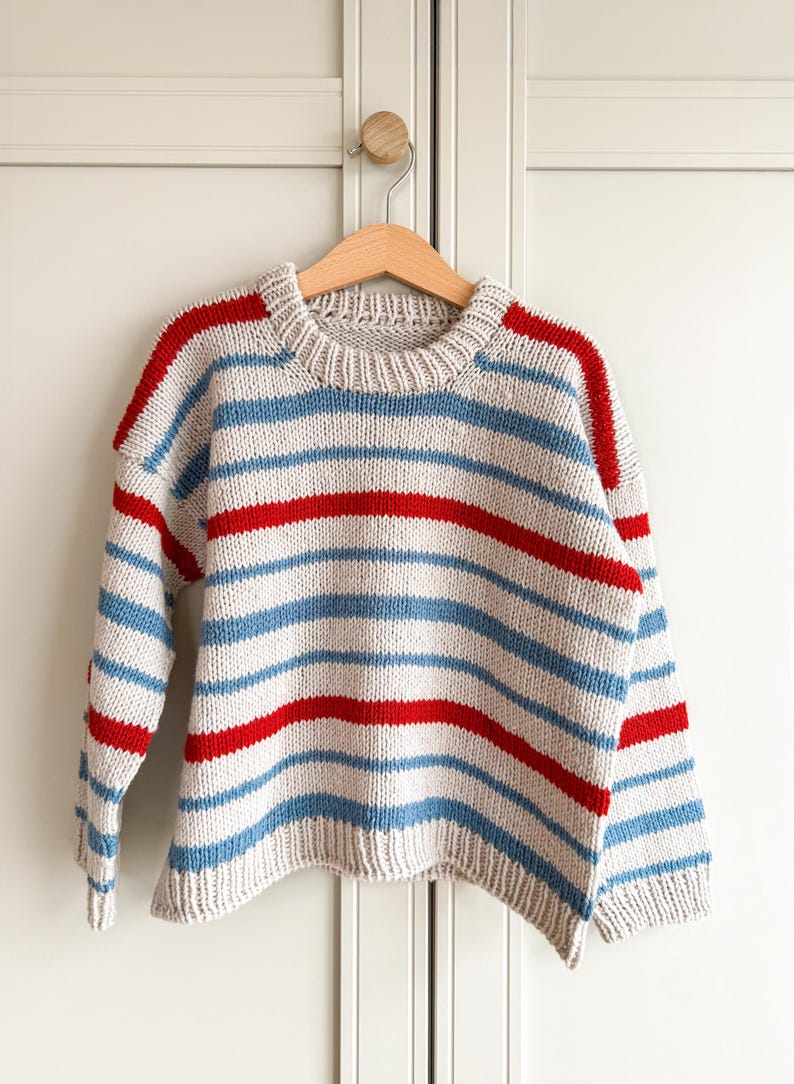 Kids Nordic Stripe Sweater Knitting Pattern photo 5