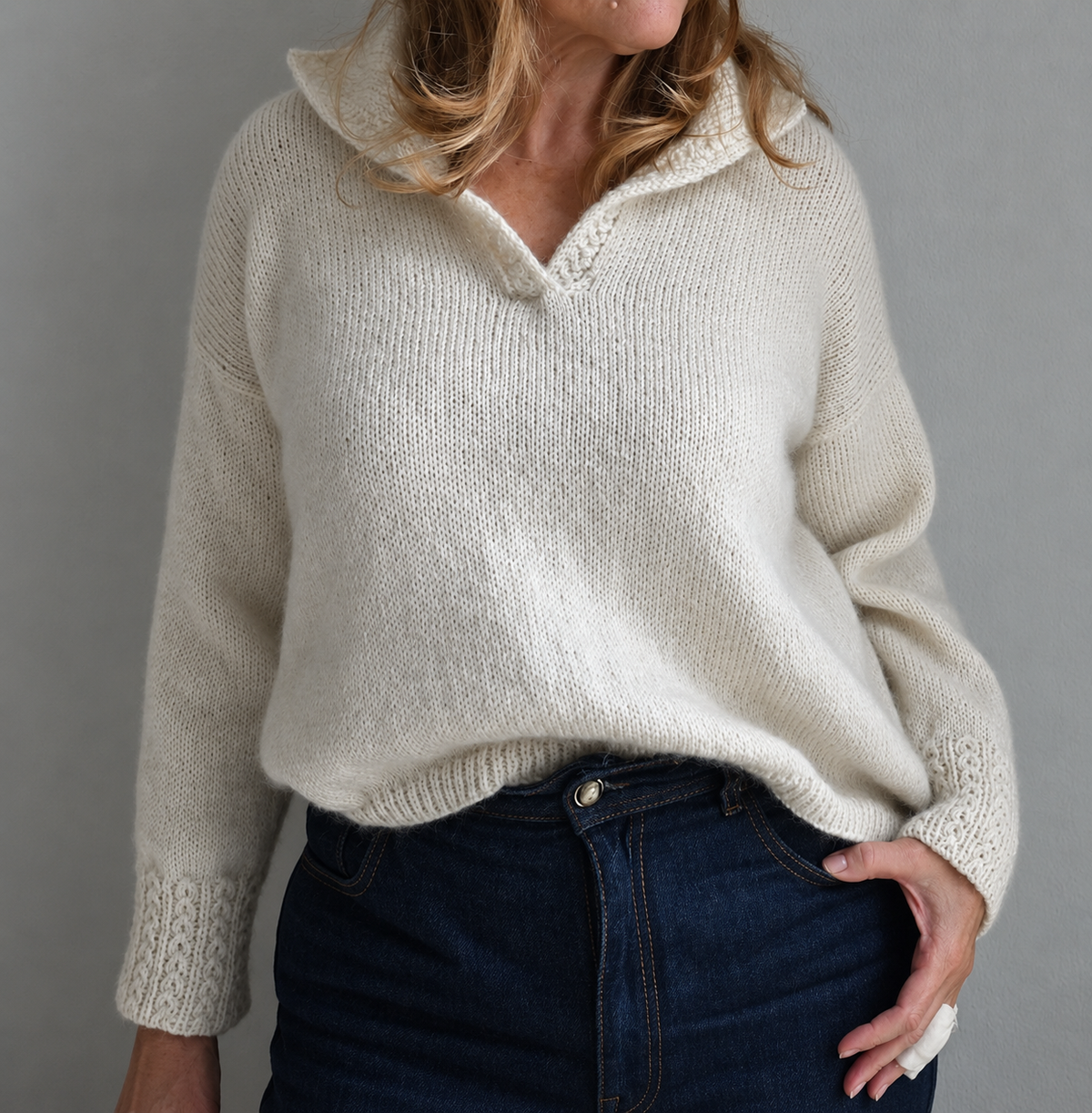 Relaxed Polo Sweater Knitting Pattern