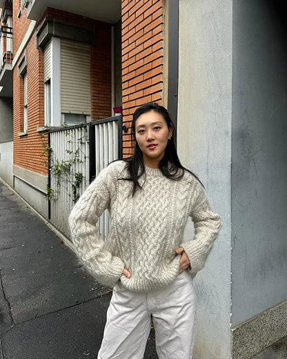 Mohair Cable Sweater Knitting Pattern