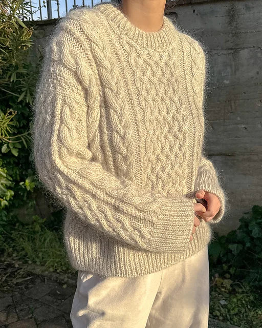 Mohair Cable Sweater Knitting Pattern