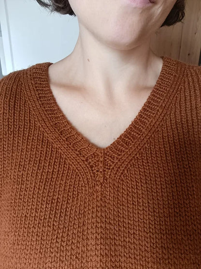 Beginner V-Neck Sweater Knitting Pattern