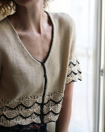 Lace Cream Blouse Knitting Pattern