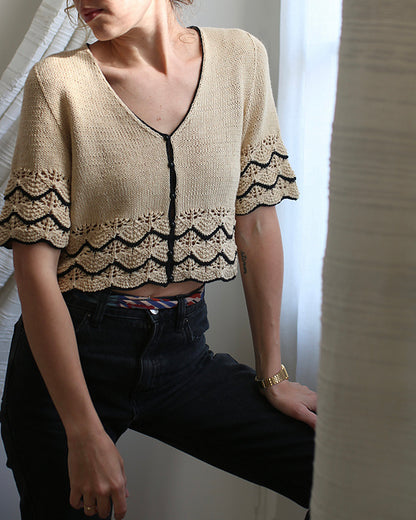 Lace Cream Blouse Knitting Pattern