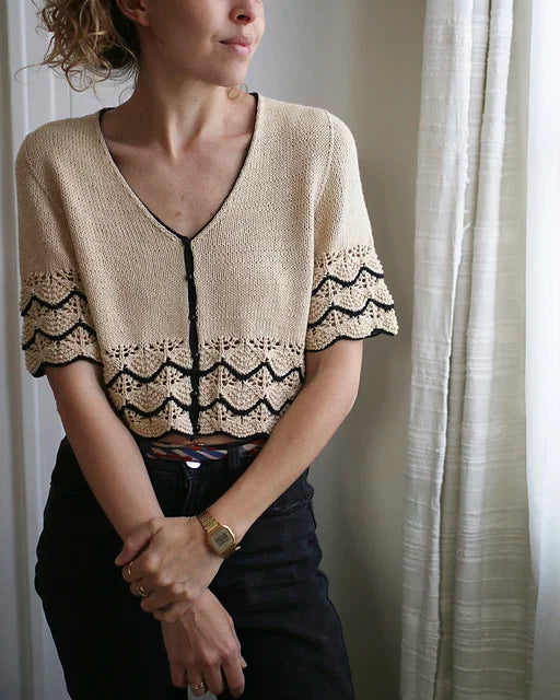 Lace Cream Blouse Knitting Pattern