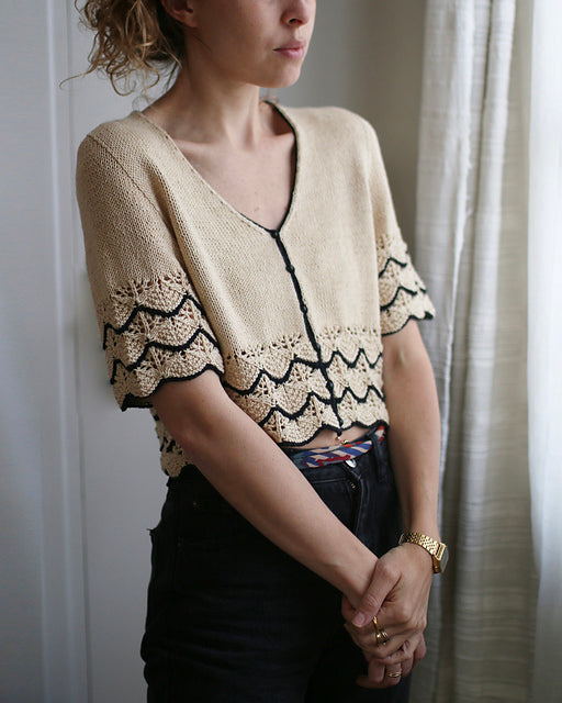 Lace Cream Blouse Knitting Pattern