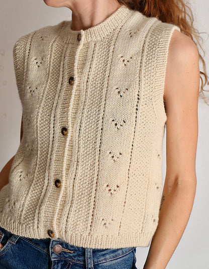 Sleeveless Button Vest Knitting Pattern