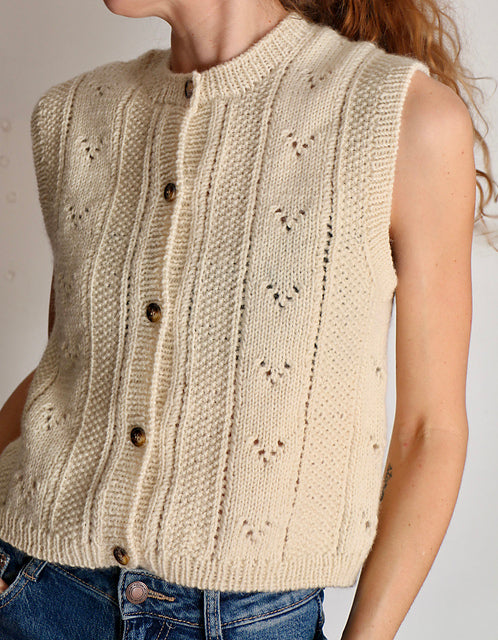 Sleeveless Button Vest Knitting Pattern