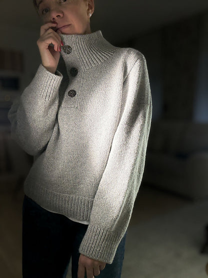 Button Neck Sweater Knitting Pattern