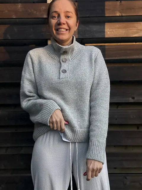 Button Neck Sweater Knitting Pattern