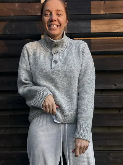 Button Neck Sweater Knitting Pattern