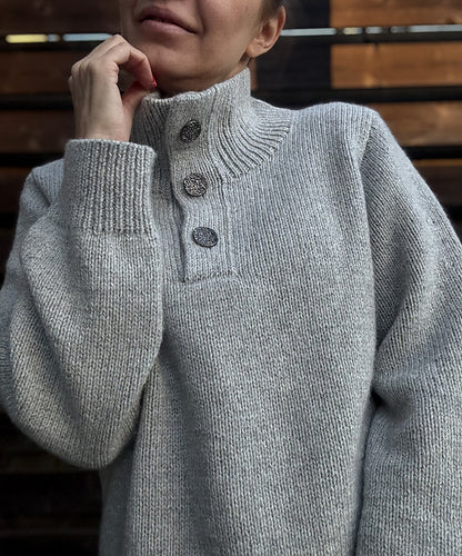 Button Neck Sweater Knitting Pattern