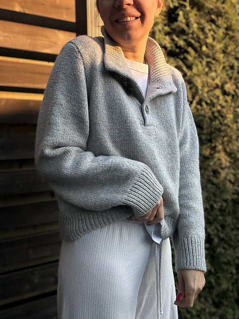 Button Neck Sweater Knitting Pattern