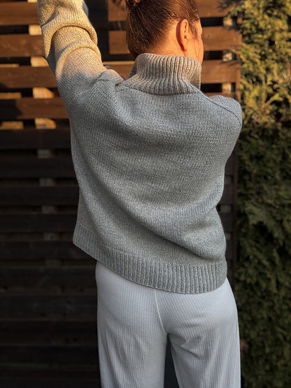 Button Neck Sweater Knitting Pattern