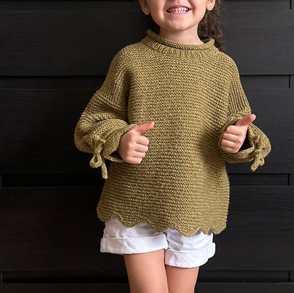 Kids Scallop Sweater Knitting Pattern