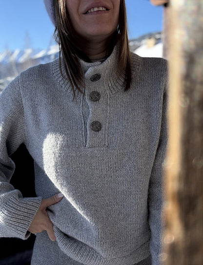 Button Neck Sweater Knitting Pattern