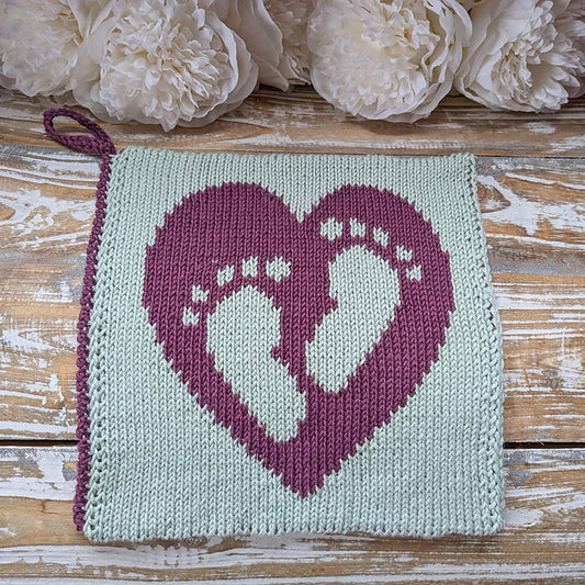 Washcloth Baby Feet Knitting Pattern