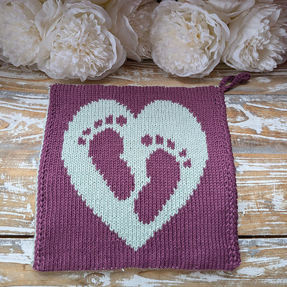Washcloth Baby Feet Knitting Pattern