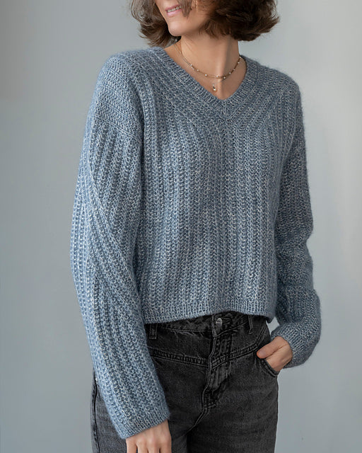 Textured V Sweater Knitting Pattern