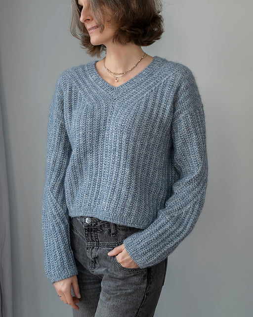 Textured V Sweater Knitting Pattern