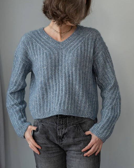 Textured V Sweater Knitting Pattern
