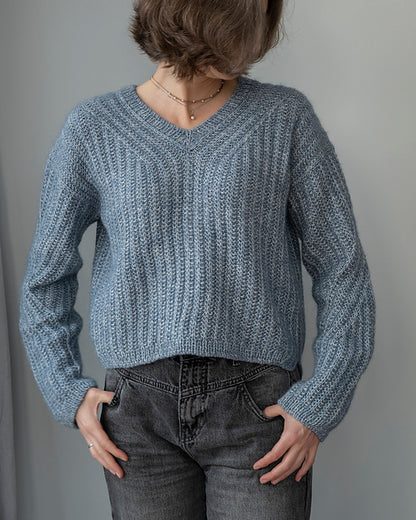 Textured V Sweater Knitting Pattern