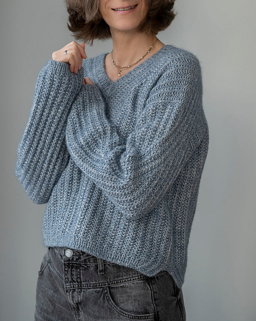 Textured V Sweater Knitting Pattern