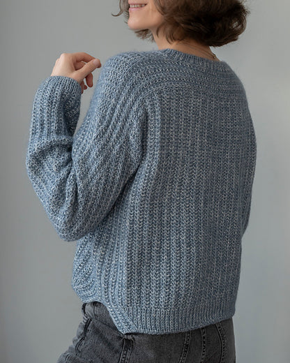 Textured V Sweater Knitting Pattern