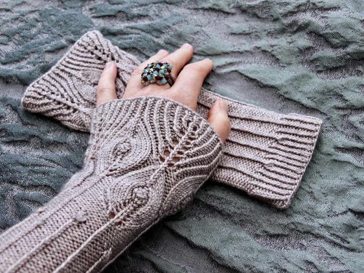 Lace Wrist Warmers Knitting Pattern