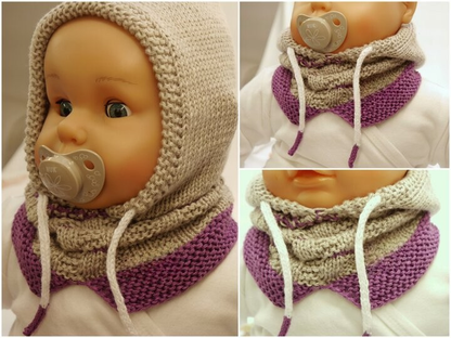Kids Hooded Cowl Knitting Pattern