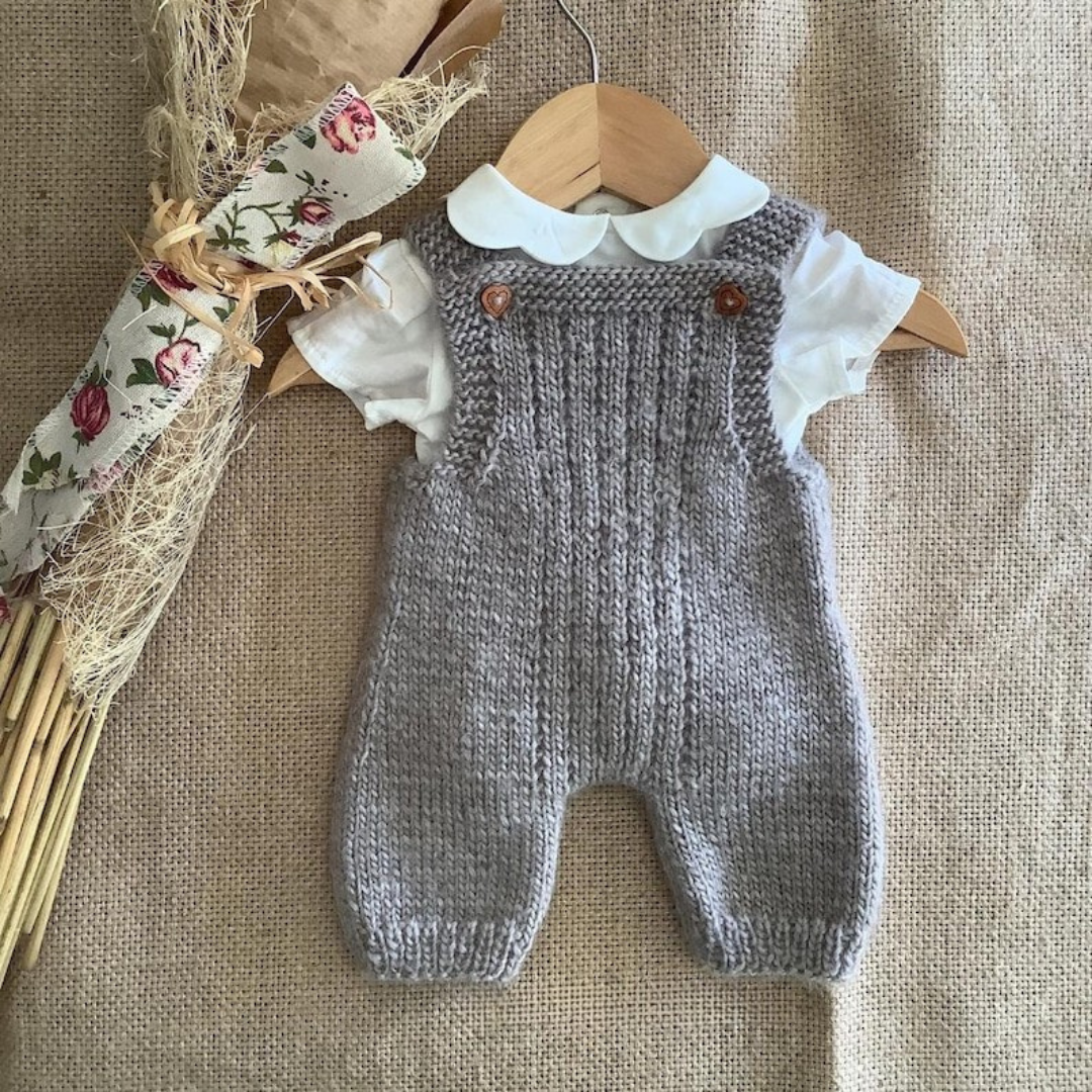 Grey Overalls Knitting Pattern