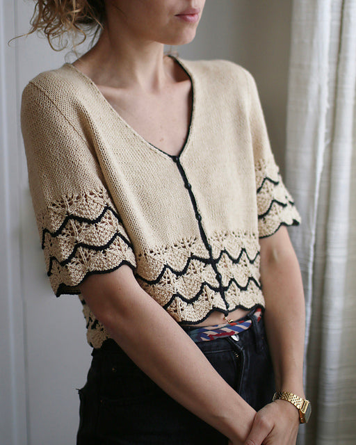 Lace Cream Blouse Knitting Pattern