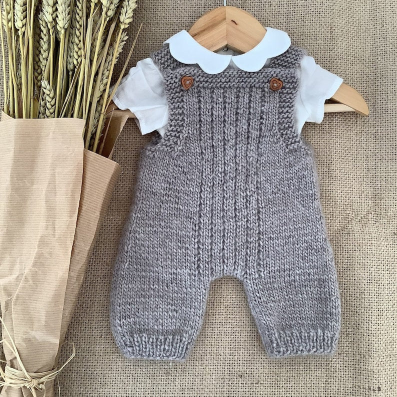 Grey Overalls Knitting Pattern