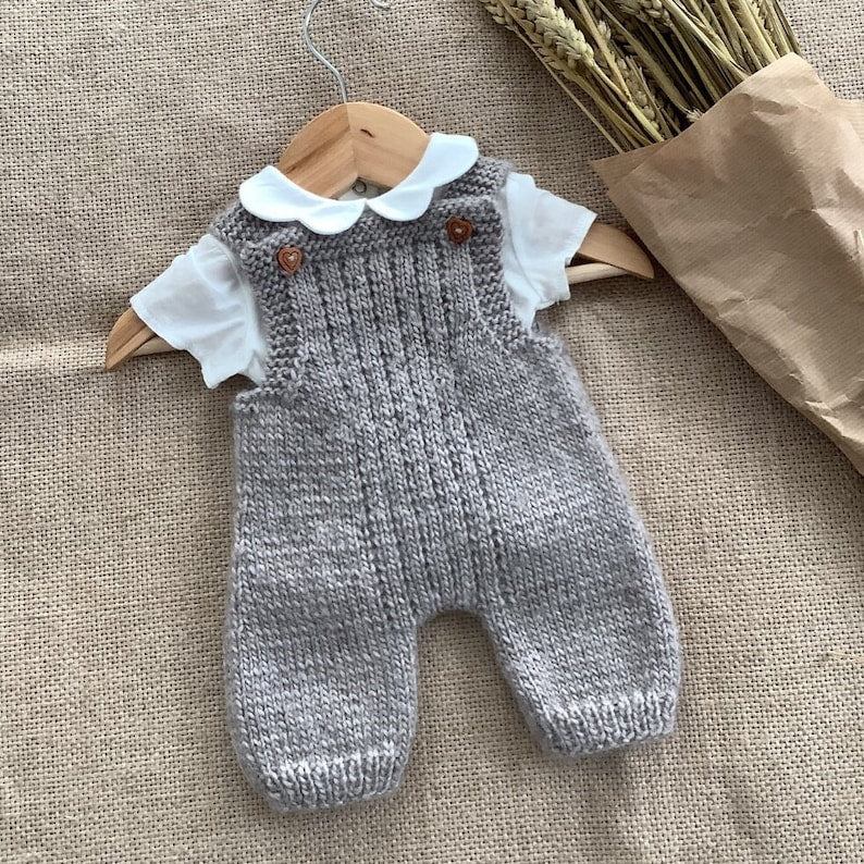 Grey Overalls Knitting Pattern