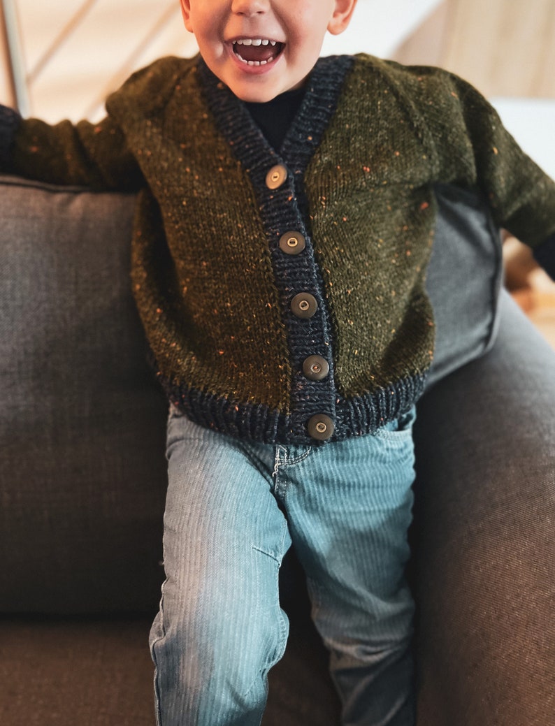Kids Vneck Cardigan Knitting Pattern