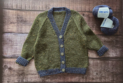Kids Vneck Cardigan Knitting Pattern