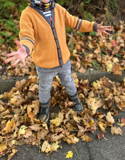 Kids Vneck Cardigan Knitting Pattern