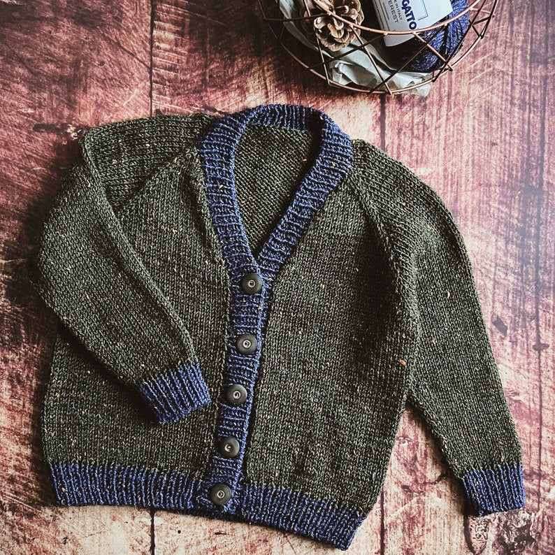 Kids Vneck Cardigan Knitting Pattern