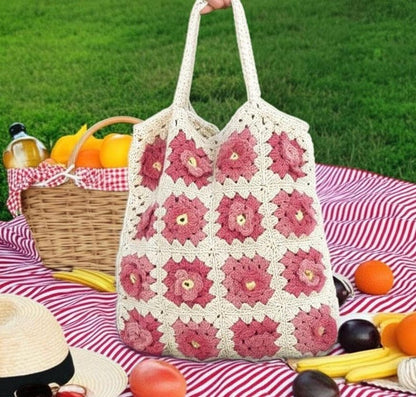 Floral Granny Tote Bag Knitting Pattern