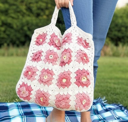 Floral Granny Tote Bag Knitting Pattern