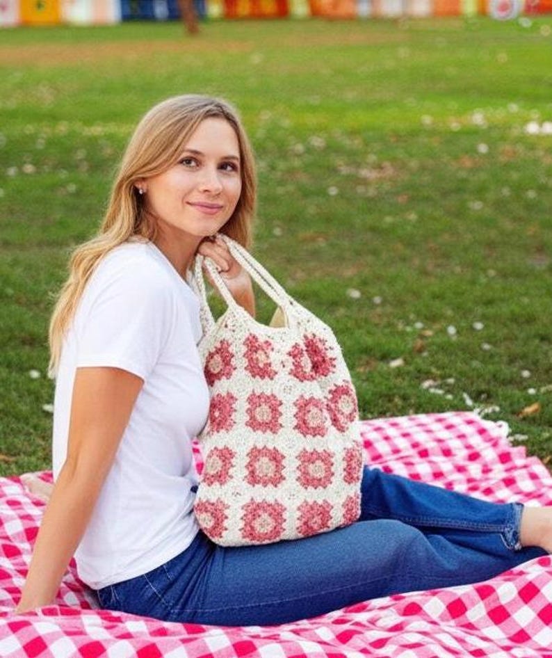 Floral Granny Tote Bag Knitting Pattern