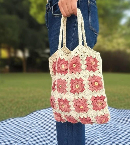 Floral Granny Tote Bag Knitting Pattern