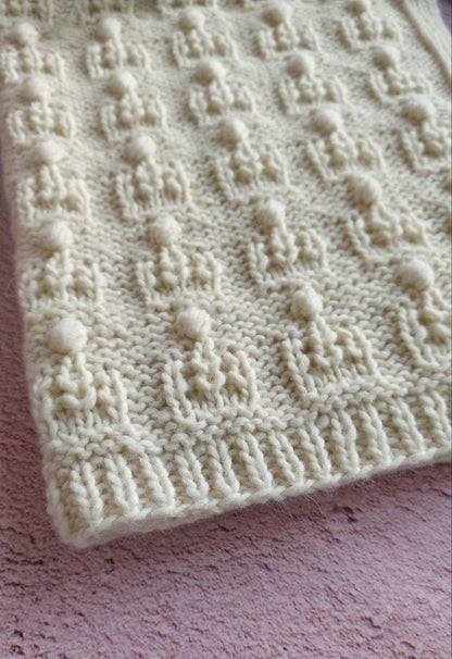 Crown Baby Blanket Knitting Pattern