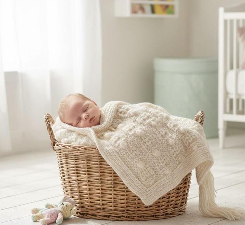 Crown Baby Blanket Knitting Pattern