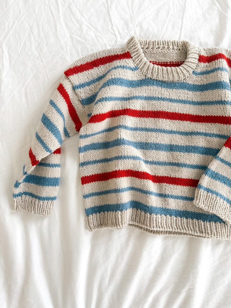 Kids Nordic Stripe Sweater Knitting Pattern photo 3