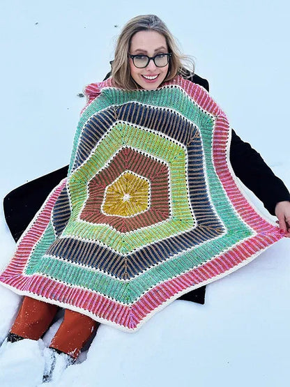 Striped Loop Blanket Knitting Pattern