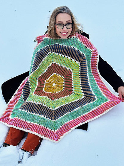 Striped Loop Blanket Knitting Pattern