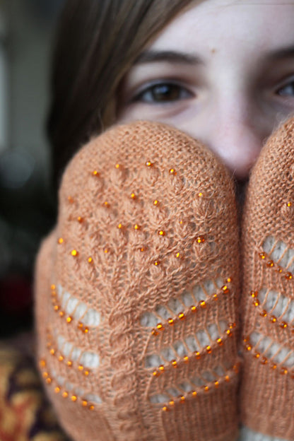 Beaded Lace Mittens Knitting Pattern