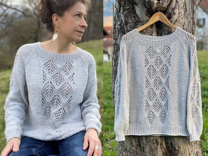 Tree Lace Raglan Knitting Pattern