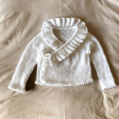 Ruffle baby jacket knitting pattern view 5