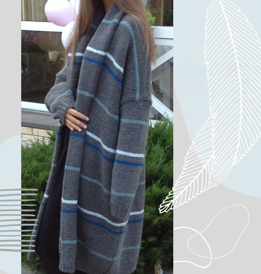 Long Striped Cardigan Knitting Pattern